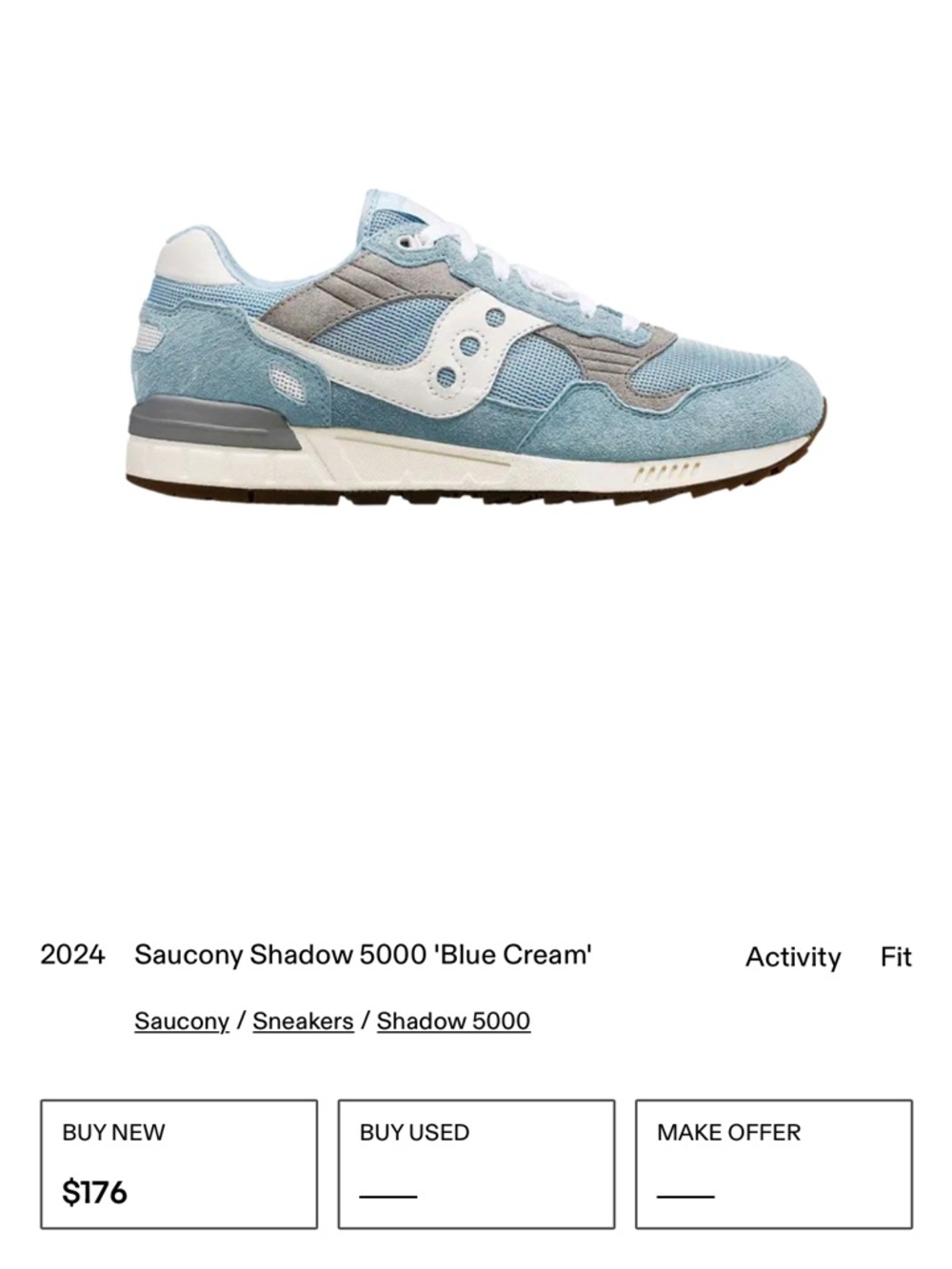 Saucony Shadow 5000 Blue Cream Sneakers